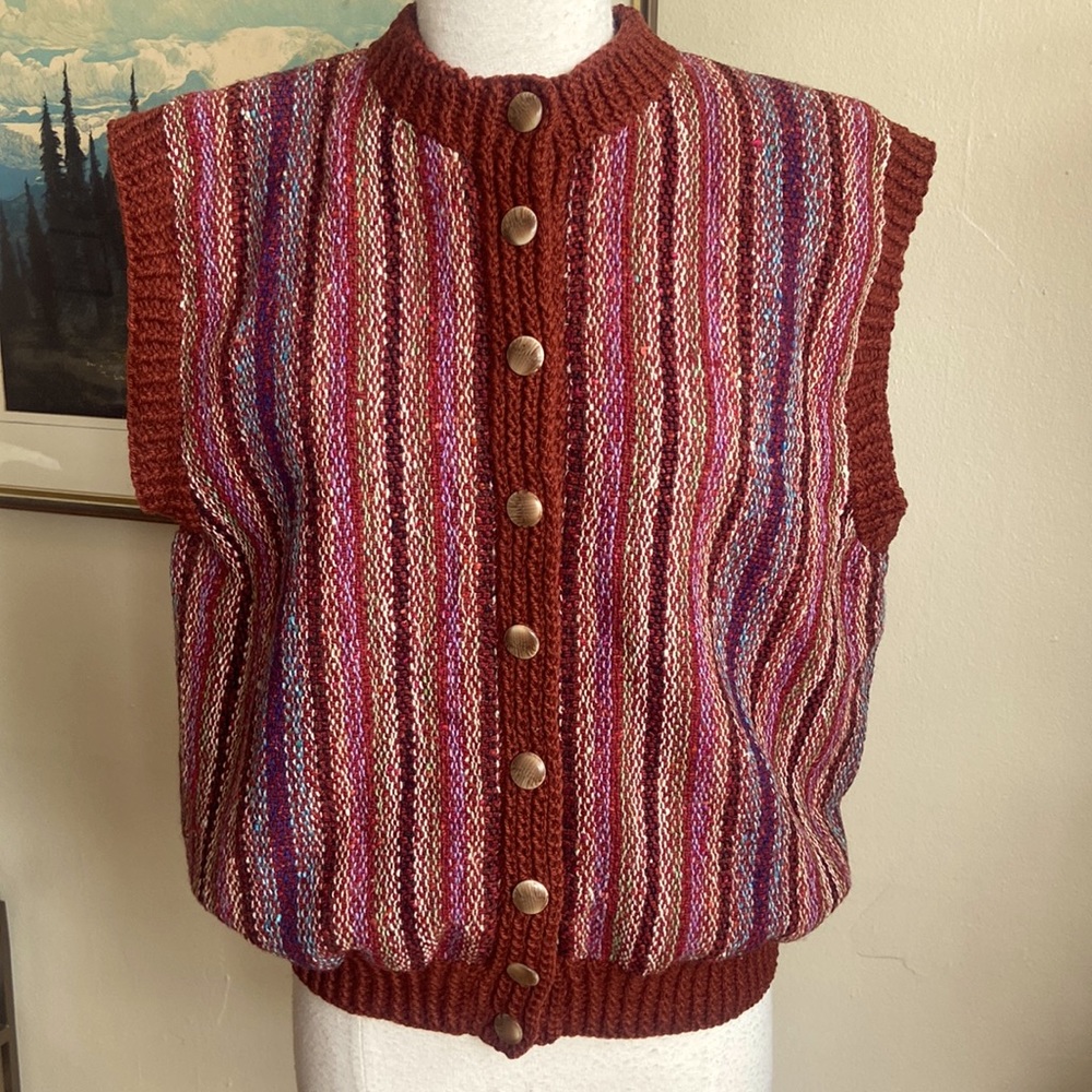 VINTAGE Colorful Striped Wool Vest